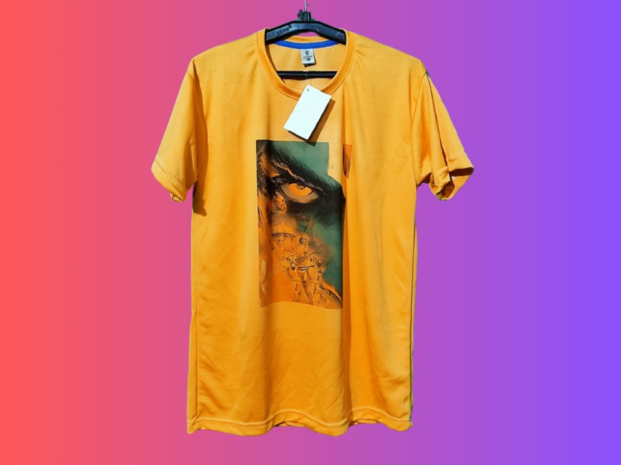 Yellow "Lord Krishna & Vasudev" Printed T-Shirt by Bulerabbit