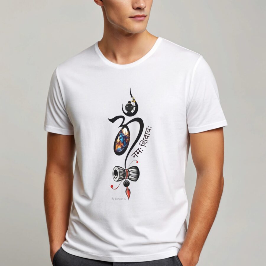 Maha shivaratri special editions White printed Man t shirt .